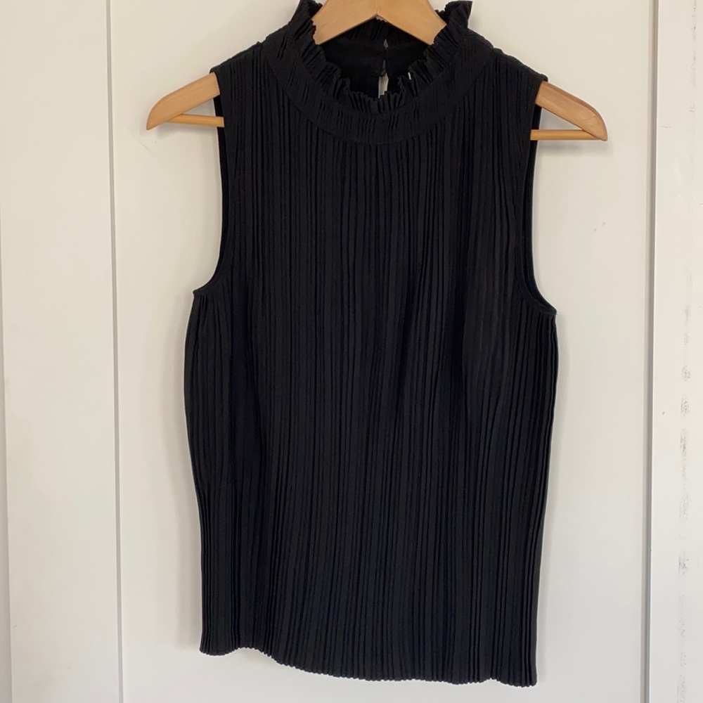 Black MAJE Lockally ruffle-trimmed sleeveless top